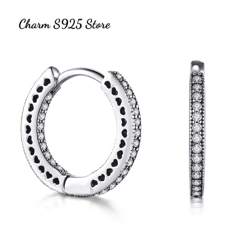 Bông tai charm pan đính đá trắng bạc s925 cao cấp