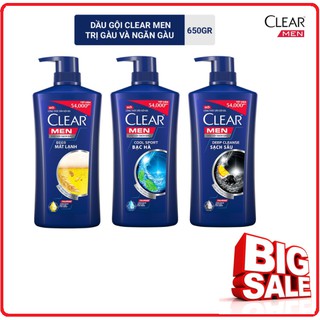 Dầu Gội CLEAR MEN Mát Lạnh Bạc Hà/Sạch Sâu Chai 650g