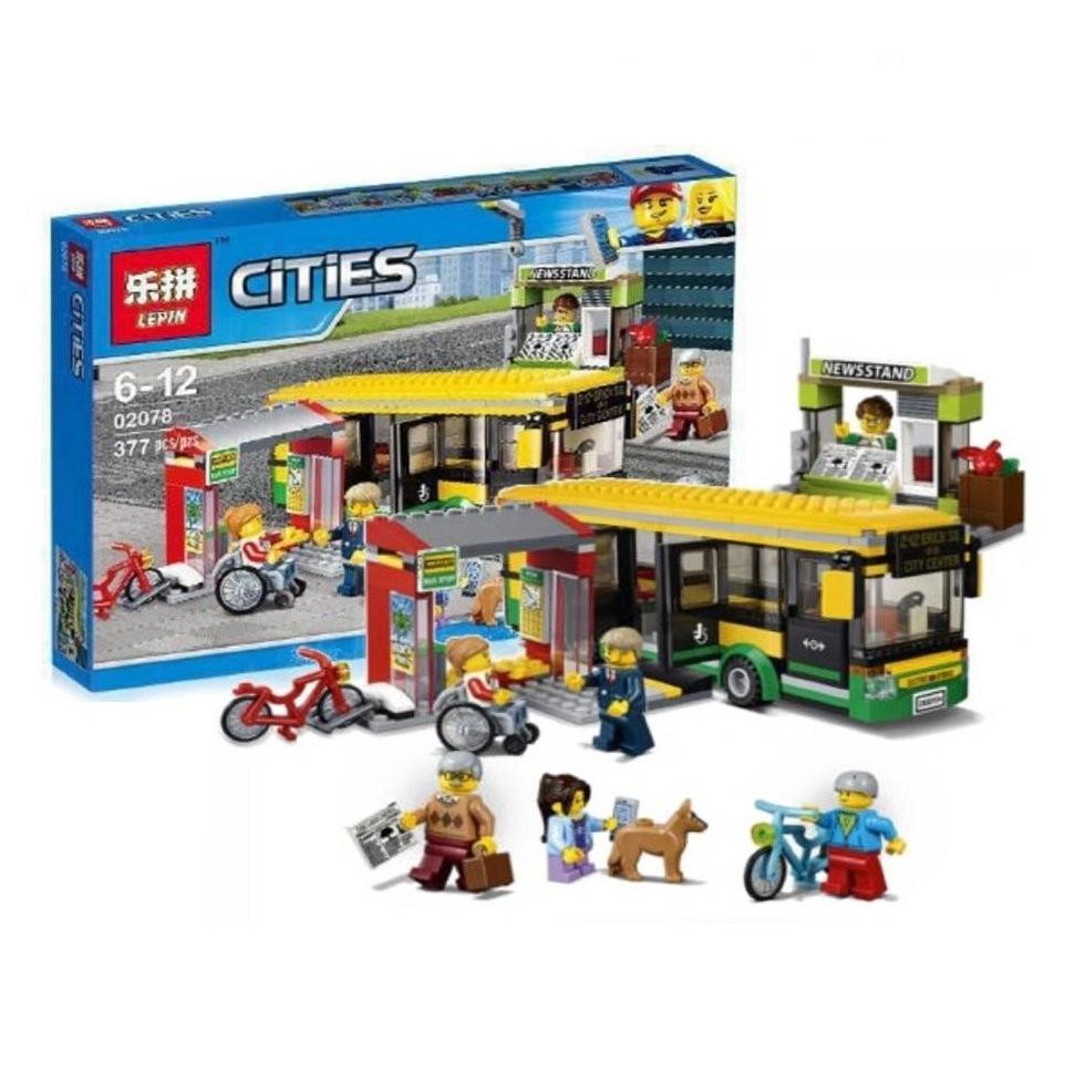 Lego City - Lepin 02078 , Leji 40021 ( Xếp Hình Trạm Dừng Xe Bus 377 Mảnh )