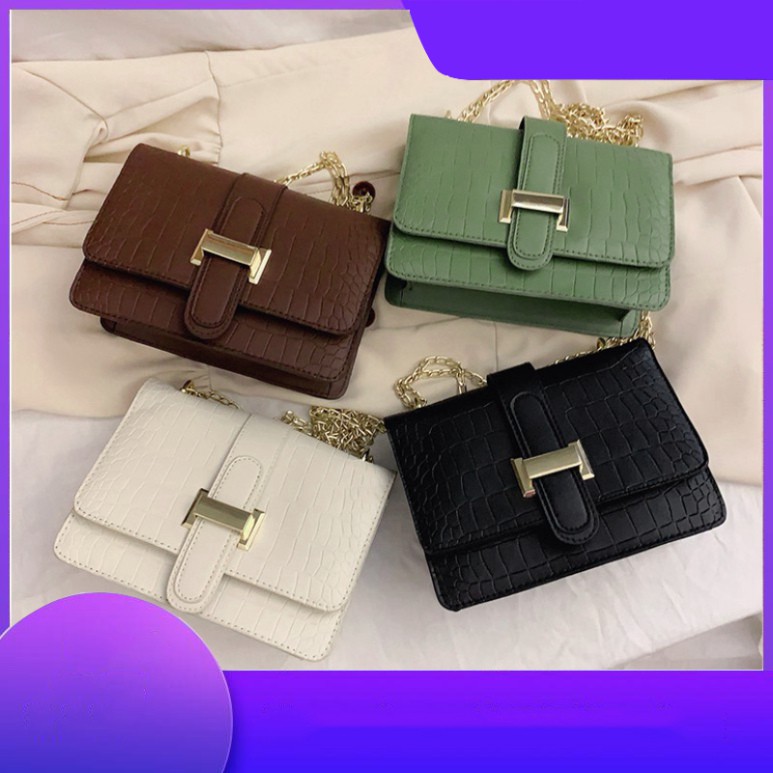 Túi xách nữ đeo chéo vân da cá sấu khóa chữ H trẻ trung thanh lịch TX26 túi đeo vai Chip Xinh Bag
