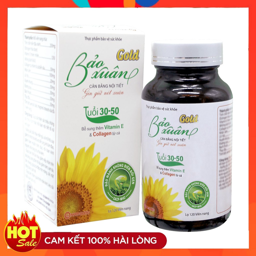 Viên Uống Bảo Xuân Gold Hộp 30 Viên - Đẹp da, cân bằng nội tiết tố nữ tuổi 30-50.