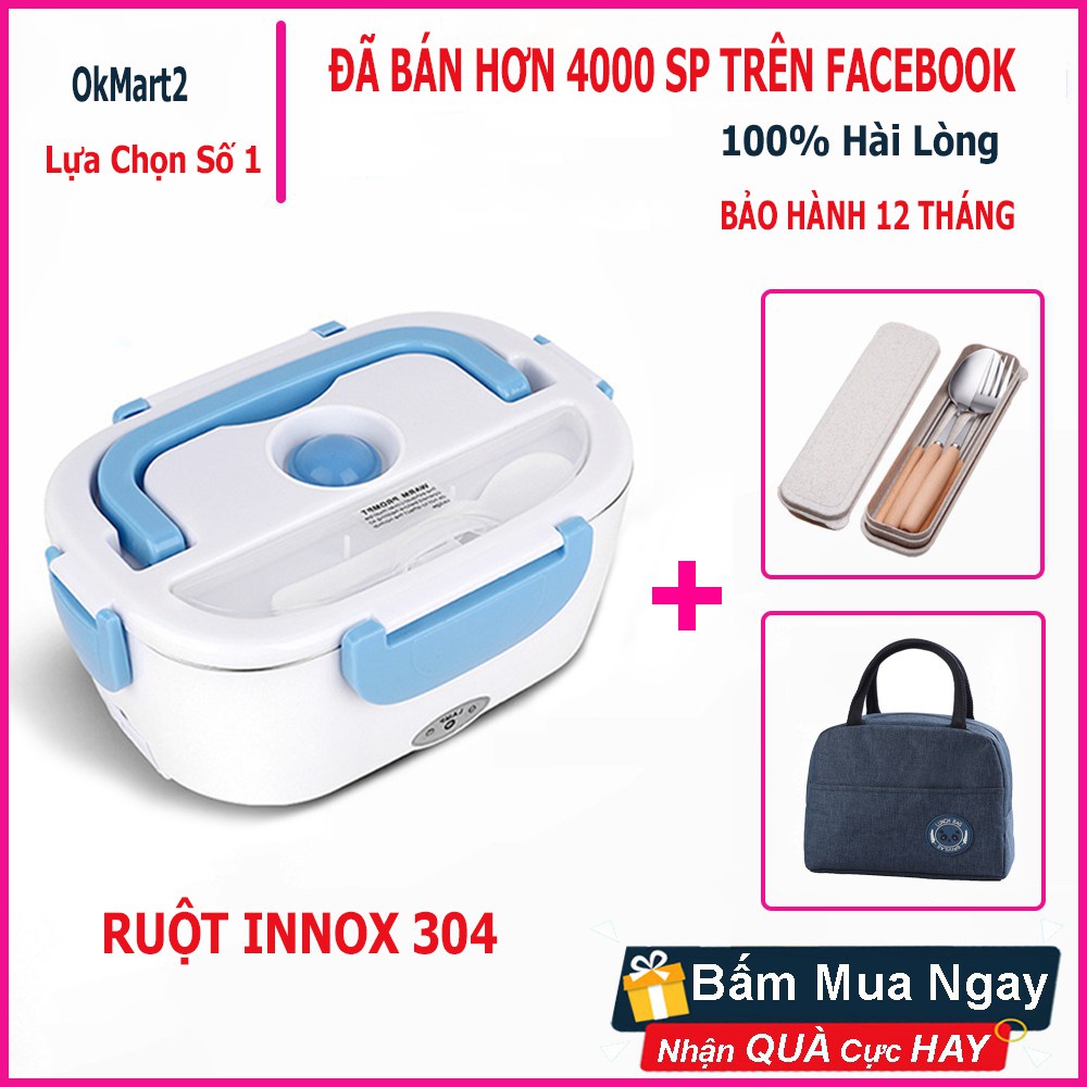 ✈✔Hộp cơm văn phòng giữ nhiệt MaGic Bullet ruột inox 304 cao cấp Hâm nóng cắm điện