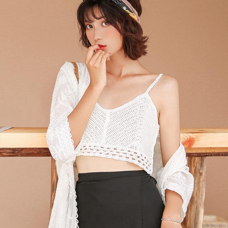 Áo croptop dệt kim handmade gợi cảm thời trang đi biển cho nữ