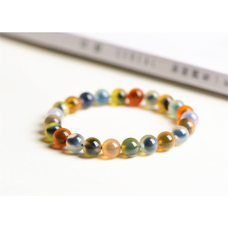 [Hàng Mới Về] Vòng Đeo Tay Mã Não Hình Trái Tim Màu Vàng / Xanh Dương / Đỏ Cho Nữ