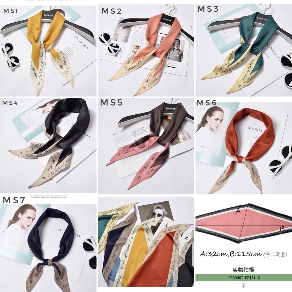 Khăn thô lụa viền chữ style Hàn Quốc