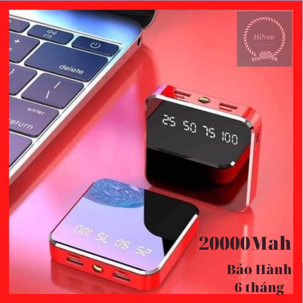 Sạc Dự Phòng Mini SDP Gọn Gàng Hình Vuông Có Đèn Led và Cổng Usb Pin 10000mAh - HiNan Shop