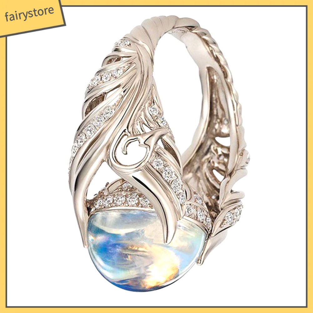 Nhẫn hợp kim đính đá mặt trăng giả thời trang cho nữ