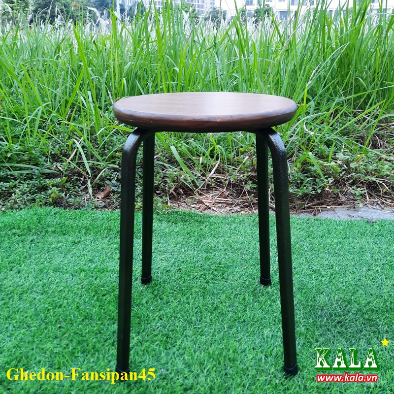 Ghế đôn Fansipan Patio chân sắt mặt gỗ