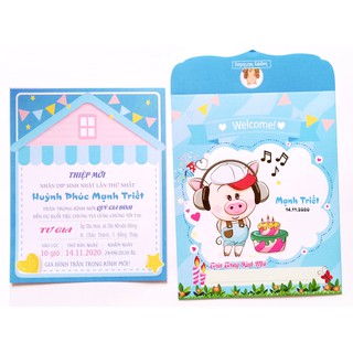 [CRYT20 giảm 20%] Thiệp Sinh nhật Đẹp Heo cute Giấy gân dày - In nội dung theo yêu cầu thiệp cưới, mời, sinh nhật,...