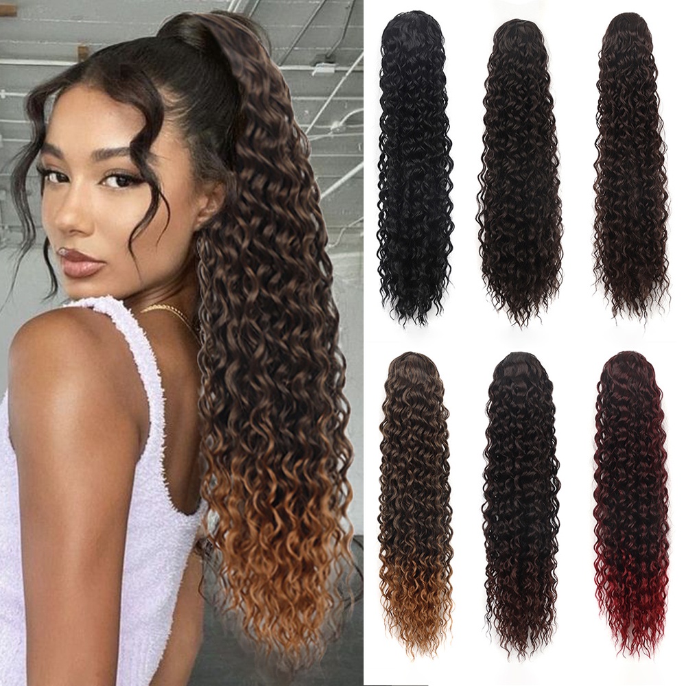 Tóc Giả Đuôi Ngựa Xoăn Dài 24 inch Dành Cho Nữ