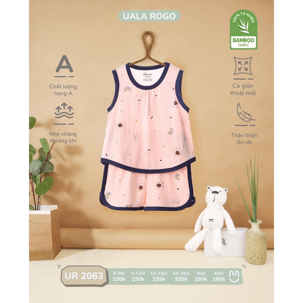 (9-36M) Bộ ba lỗ UalaRogo vải sợi tre in hình UR2060 UR2063