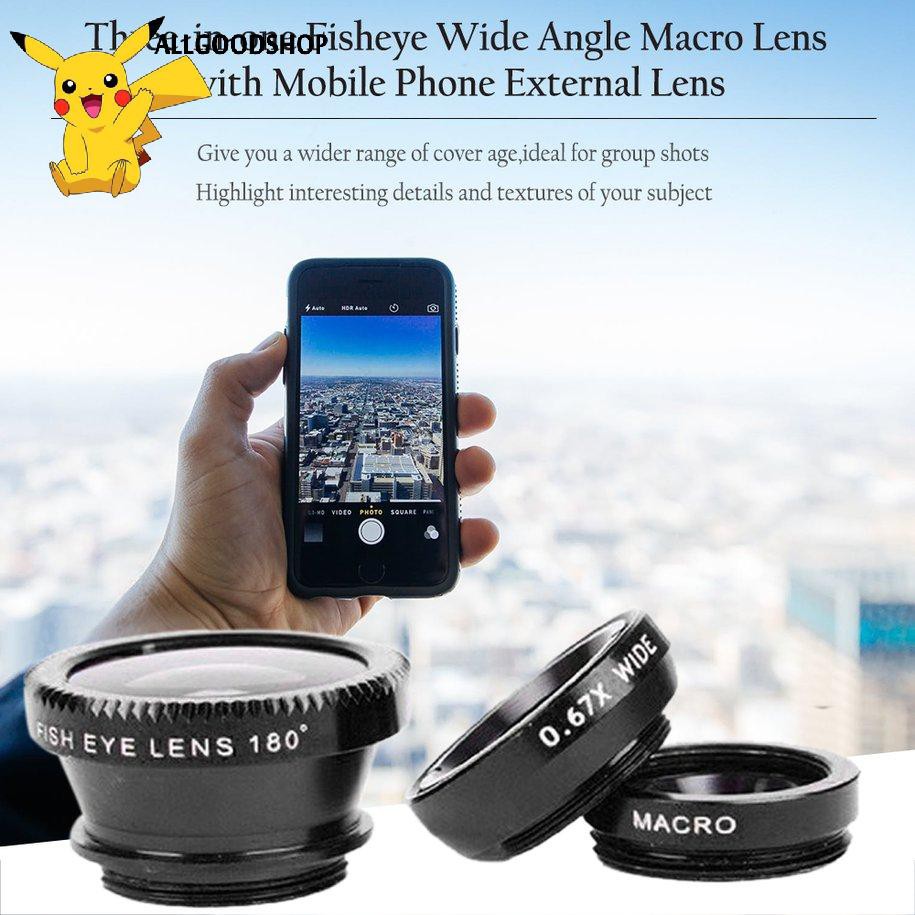 111all} 360 Degree Rotate Clip Camera Lens Kits Fish Lens Wide Angle Macro Lens