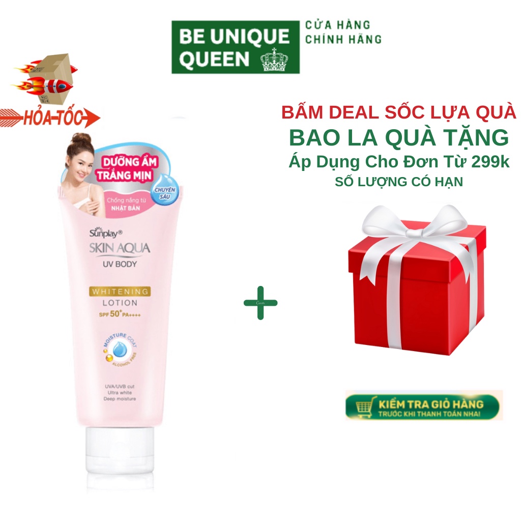 Kem chống nắng dưỡng thể trắng mịn Sunplay Skin Aqua UV Body Whitening Lotion SPF 50+ PA++++ (150g)