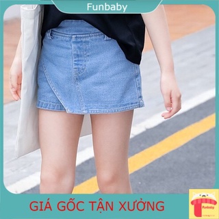Quần bò bé gái giả váy 5-12 tuổi họa tiết cúc đồng, Quần jean đùi cho bé hàng cao cấp kiểu dáng thời trang
