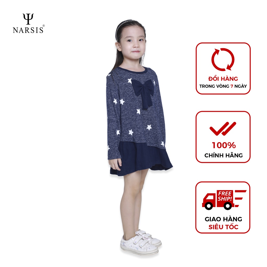 Váy len bé gái Narsis KL0013 màu tím than họa tiết sao