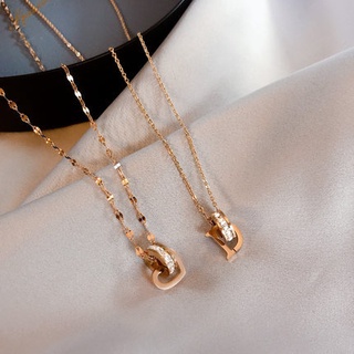 Love D letter buckle pendant titanium steel gold female necklace