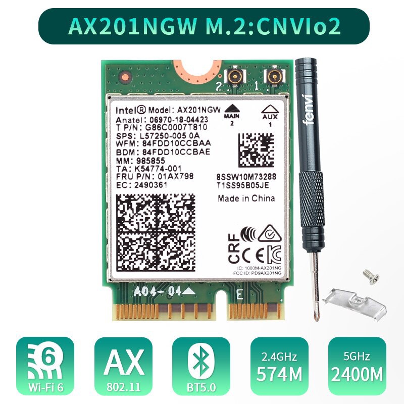 Card WIFI Intel AX200 / AX201 /AC7260 , AC 7265 ,AC8260 ,AC9260  khe M2 cho laptop - Thiết bị thu wifi cho máy tính