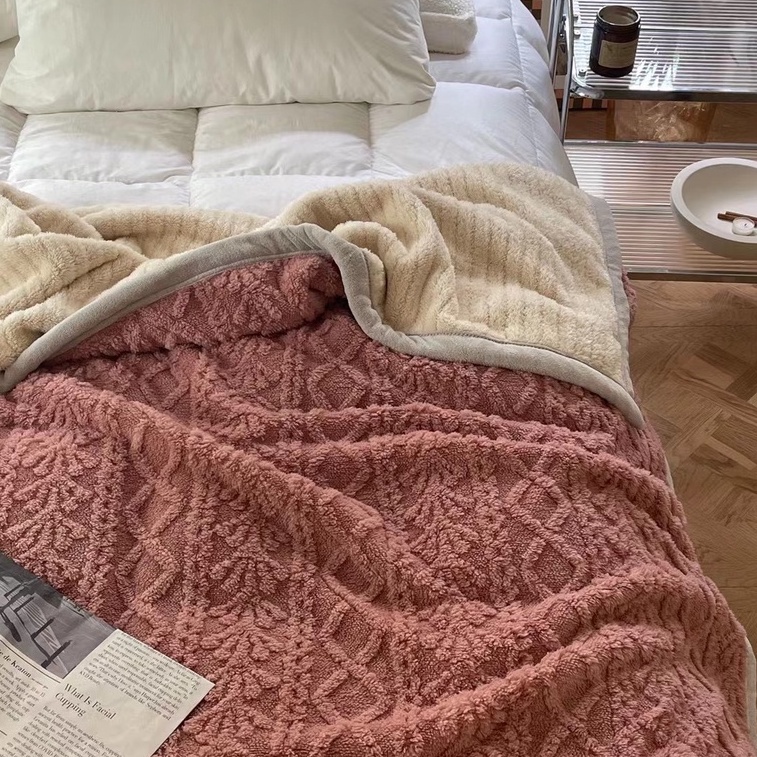 Chăn Lông Cừu , Chăn 𝓦𝓪𝓻𝓶 𝓫𝓵𝓪𝓷𝓴𝓮𝓽 Vặn Thừng 2M*2M3 Trơn Màu Cho Mùa Đông Ấm Áp