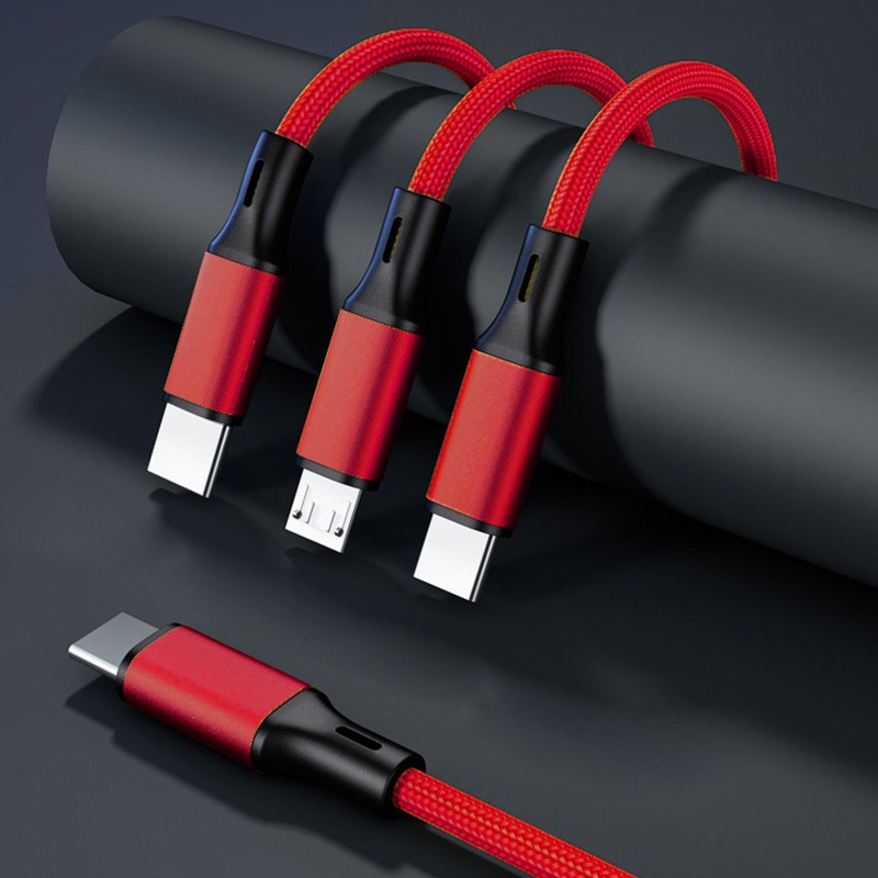 Dây Cáp Sạc USB Đa Năng 2A 3 Trong 1 Bện Nylon 3-1