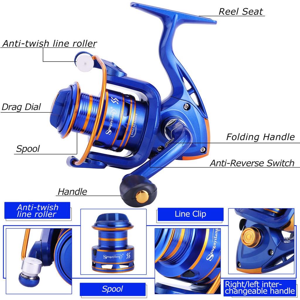 Máy Câu Cá Sougayilang Bằng Hợp Nhôm 10bb Sức Kéo Tối Đa 5kg-15kg 5.1: 1