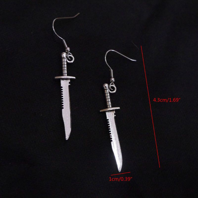 YOI*Gothic Dagger Sword Pirate Medieval Renaissance Silver Finish Dangle Earrings