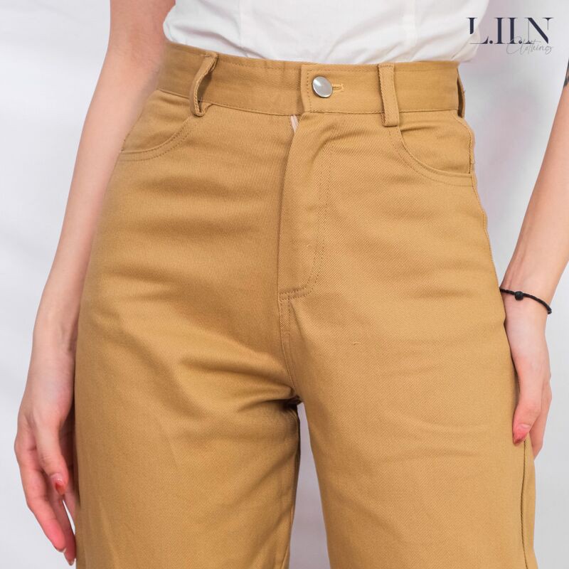 [Mã WABRLOW5 giảm 15% đơn 300K] Quần kaki nữ ống bó màu be LINBI Q3228 | BigBuy360 - bigbuy360.vn