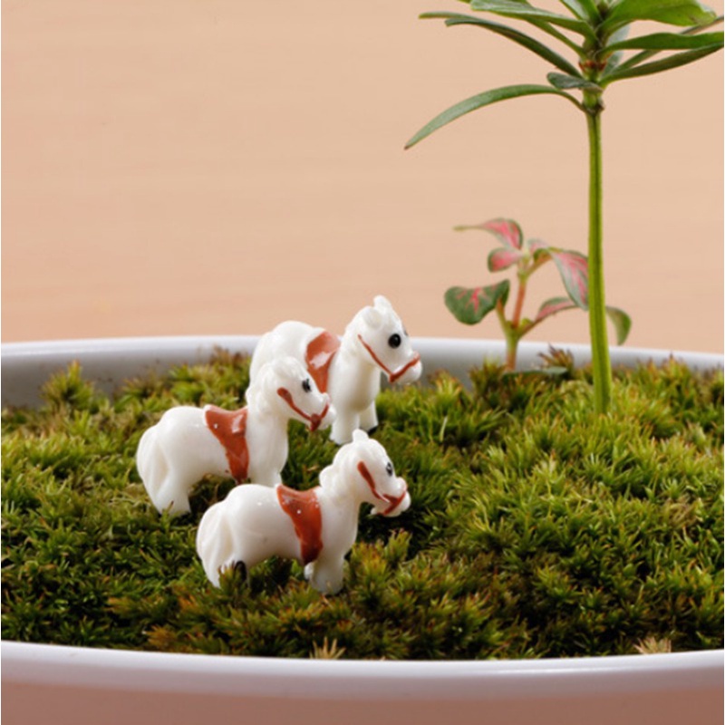 Set 5 Ngựa Trắng Mini Trang Trí Vườn Nhà