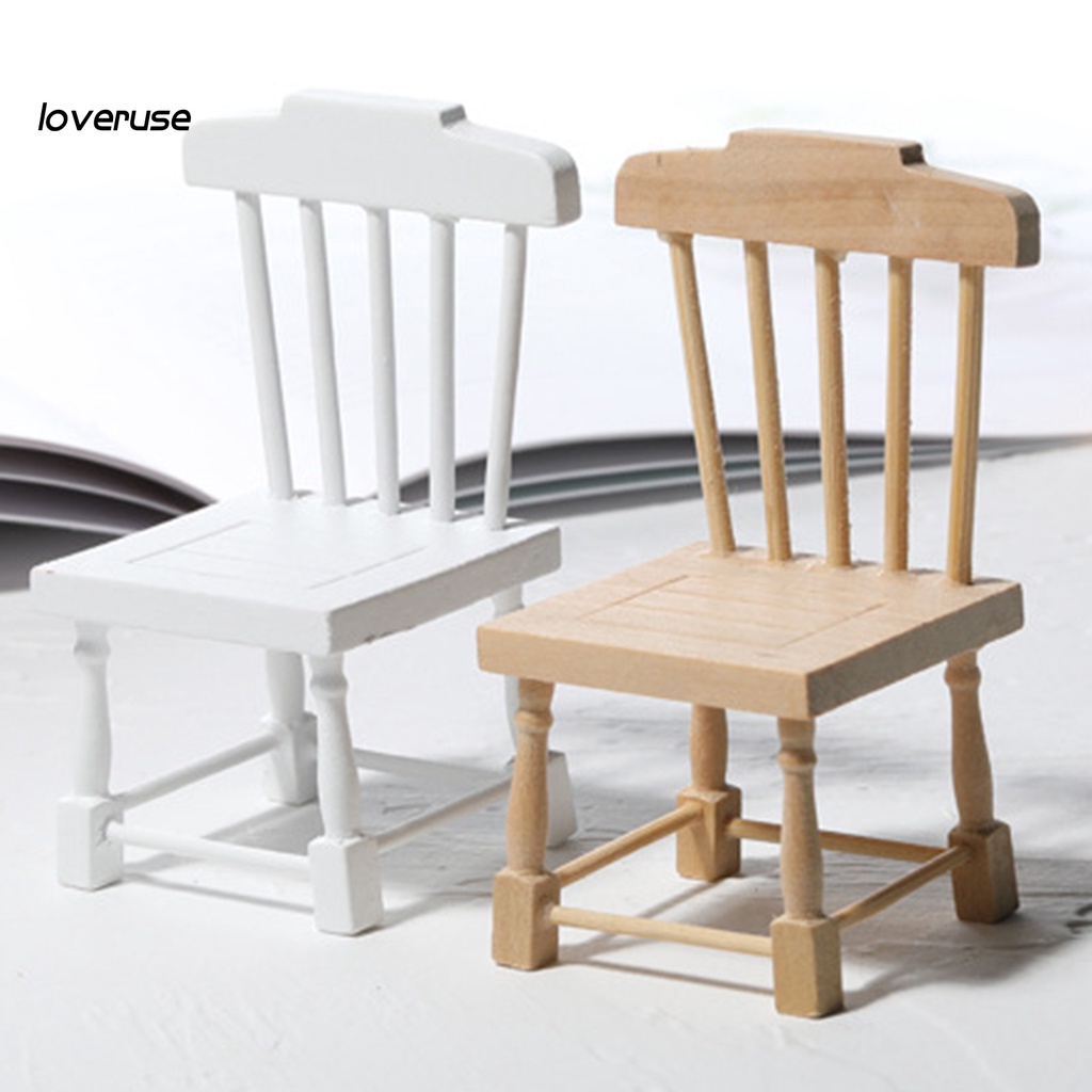 Mô hình ghế gỗ mini tỉ lệ 1/12 cho nhà búp bê