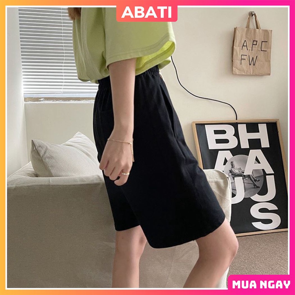 Quần short nam nữ unisex form rộng big size basic trơn ABATI Quần đùi nam nữ mặc nhà vải nỉ da cá mềm mịn thoáng mát