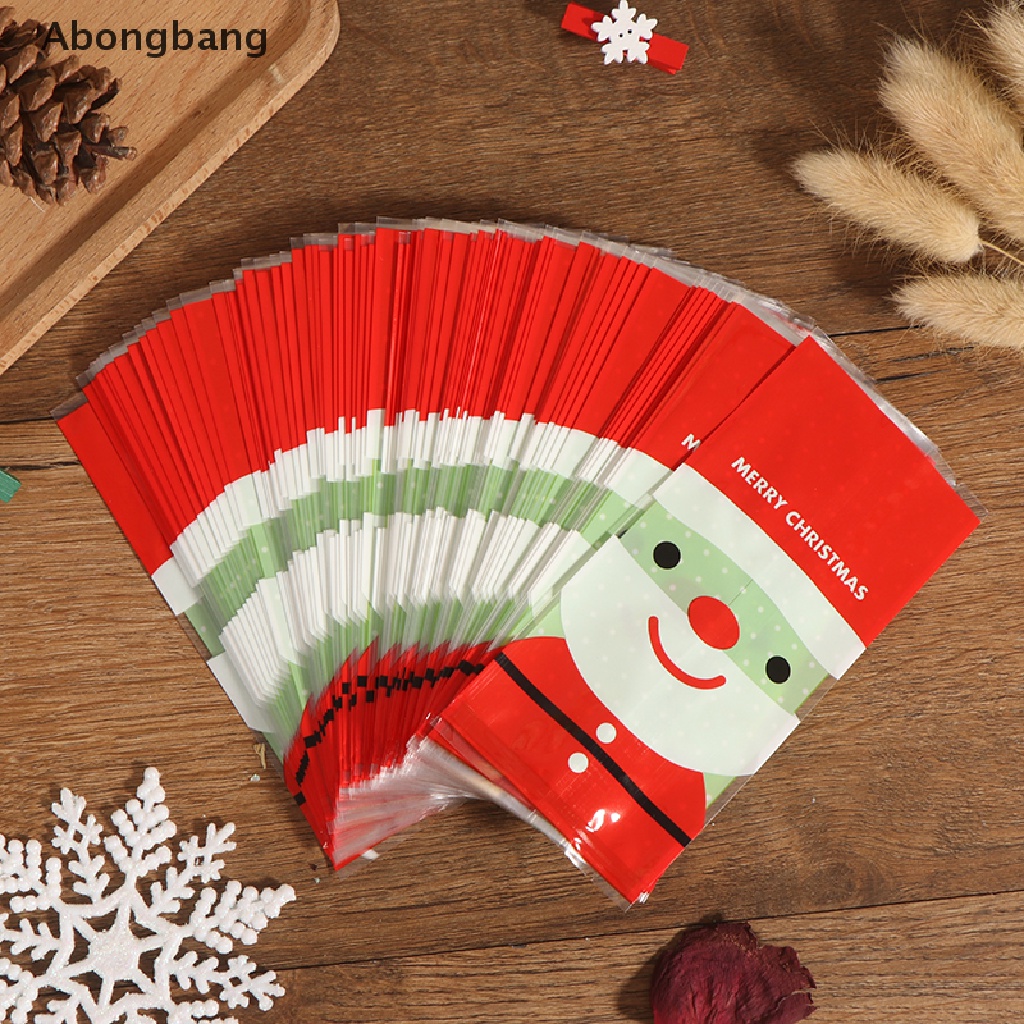 túi trong suốt đựng bánh kẹo mút họa tiết ông già noel dễ thương kt 7*15cm