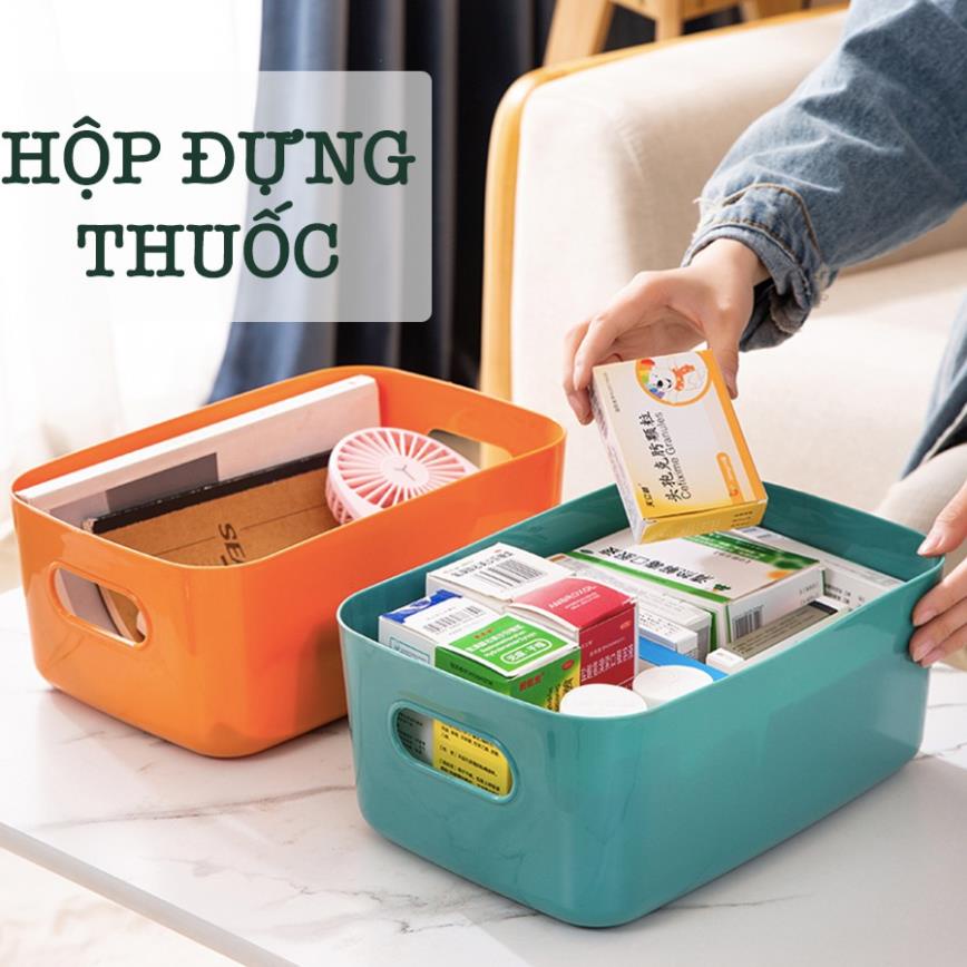 Hộp Đựng Đồ Khay Đựng Đồ Bằng Nhựa Có Tay Cầm Nhiều Màu Tiện Dụng Cao Cấp Q001