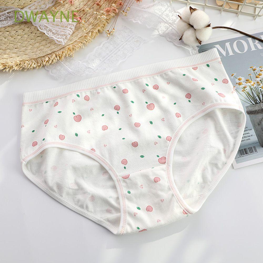Quần Lót DWAYNE Màu Trơn Lưng Vừa Thoải Mái Họa Tiết Quả Đào Ngọt Ngào Cho Nữ