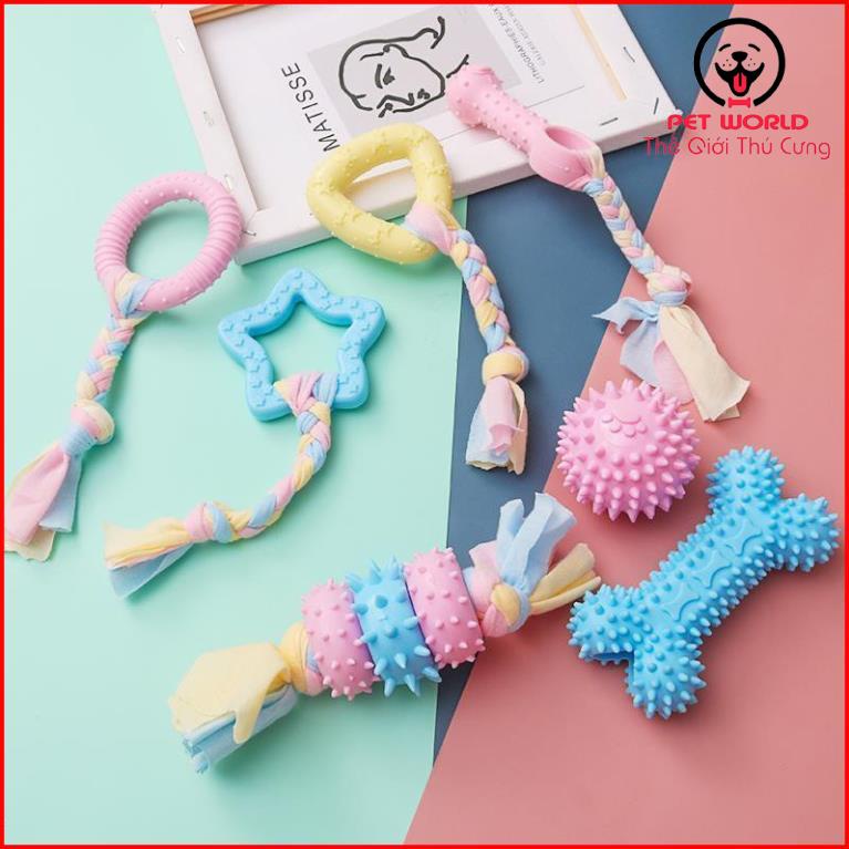 Đồ chơi cho chó cắn bi chống dính răng hàm con Teddy cún đỡ buồn chán dùng thú cưng nhỏ nhai
