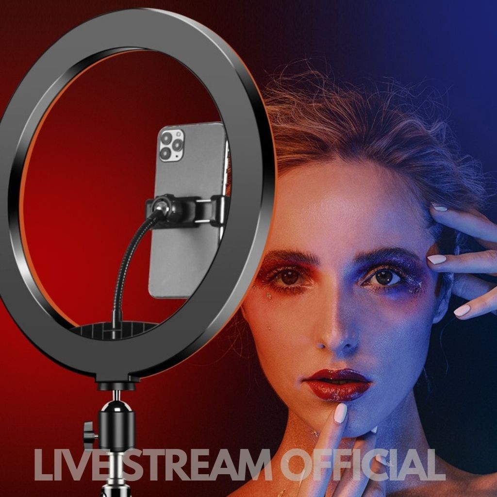 Đèn livestream 26cm 2 kẹp 3 màu rực rỡ hình ảnh sắc nét nổi bật góc bán hàng - Live Stream Official | BigBuy360 - bigbuy360.vn