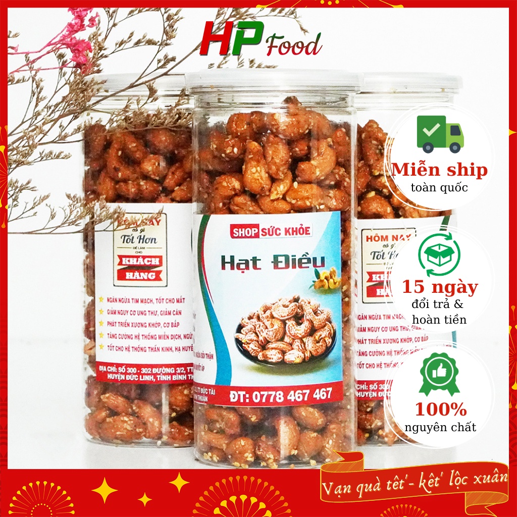 Hạt Điều Rang Tỏi Ớt 500g Nguyên Hạt (Loại A) HP FOOD