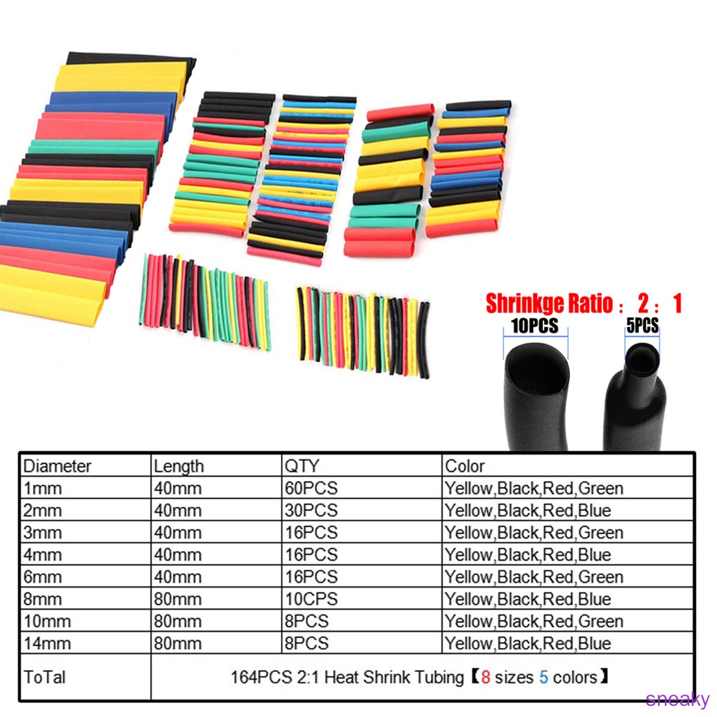 Set 164 ống co nhiệt bọc dây cáp