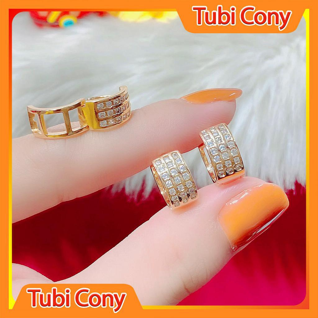 Bông tai nữ xuping 3 hàng đá phong cách hàn quốc