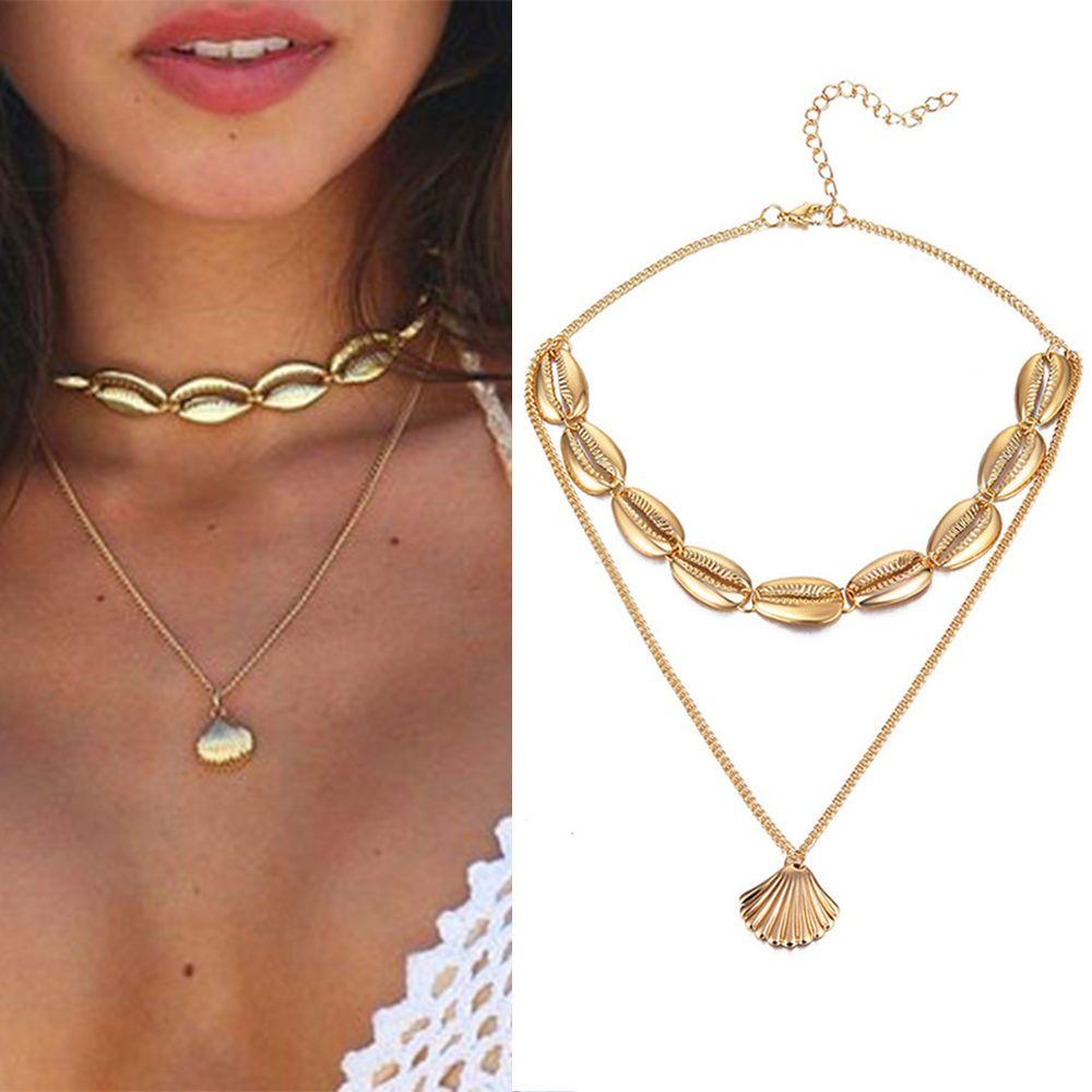 Vòng cổ Nhiều Lớp Vỏ Sò Thời Trang|Trang Sức Vòng Đeo Tay Thời Trang Biển Dễ Thương Bắt Mắt
