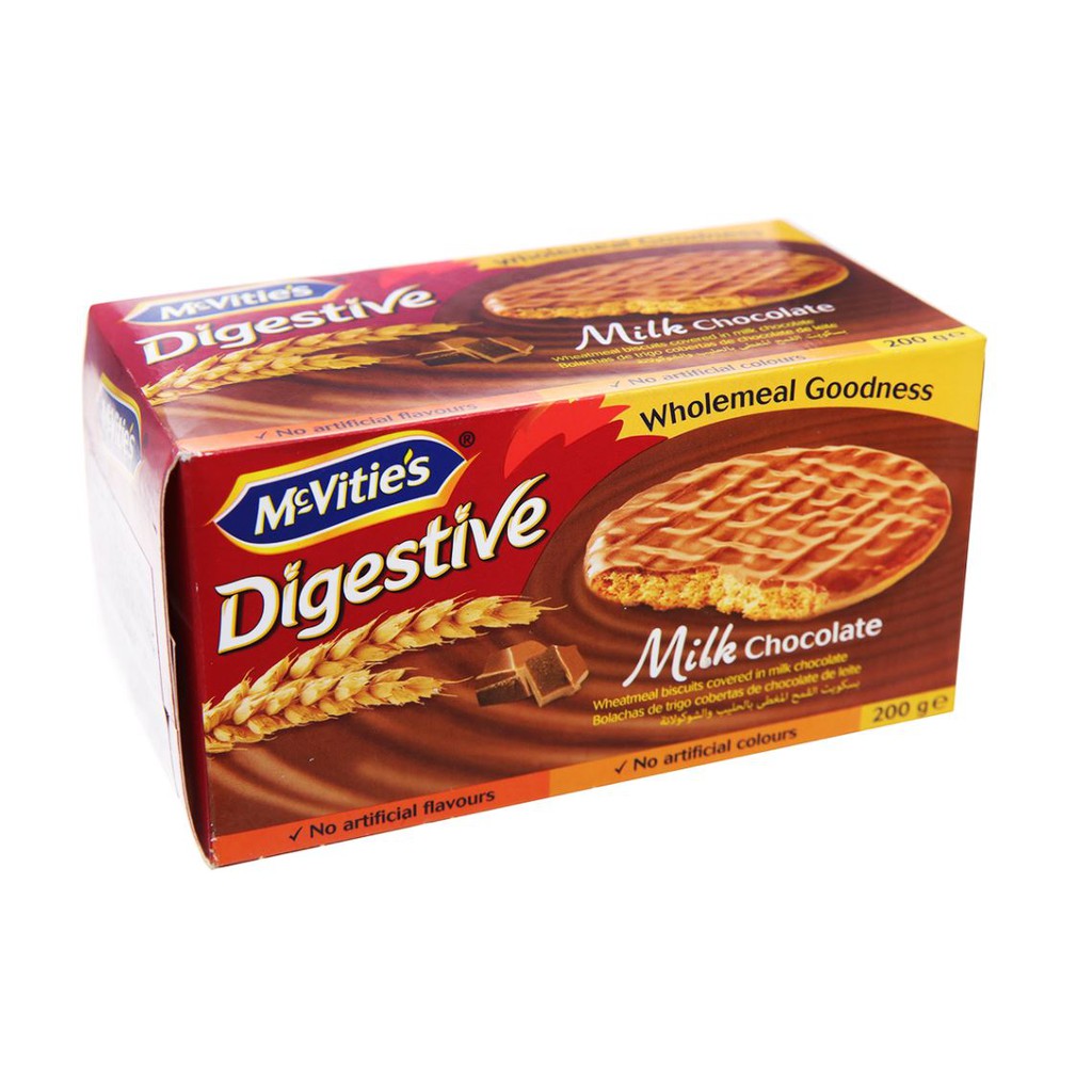 BÁNH QUY LÚA MÌ NGUYÊN CÁM SÔ CÔ LA SỮA MCVITIE'S DIGESTIVE 200G