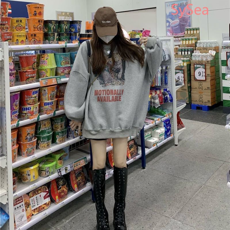 Áo Nỉ In Họa Tiết Hoạt Hình Phong Cách Retro Hàn Quốc