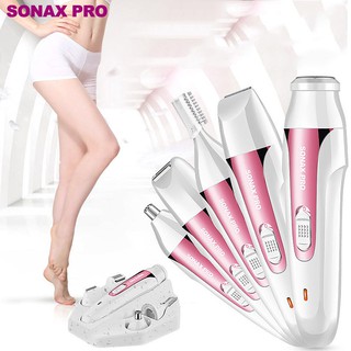 Máy cạo lông, dao cạo lông vùng kín, chân tay, nách, chân mày, lông mày có 5 đầu cạo đa năng sạc USB chống nước - Sonax