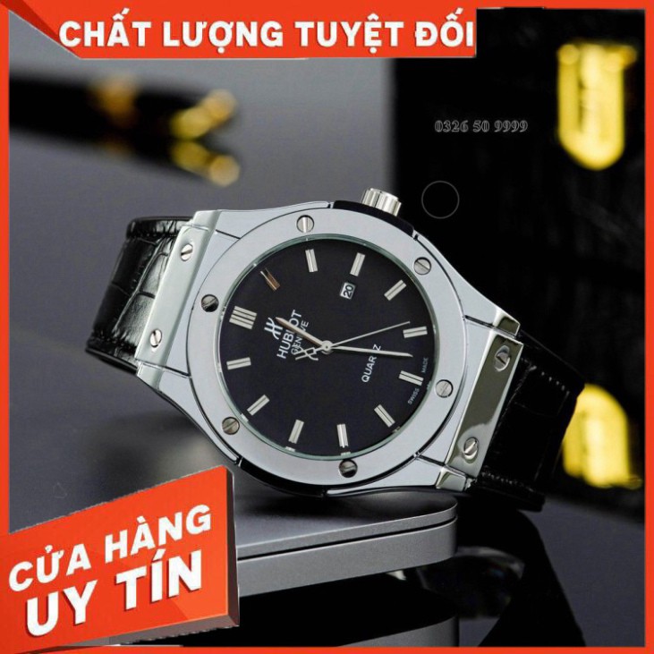 (Hublot.viền trơn) Đồng hồ nam Hublot - Bản classic máy pin - Fullbox (201)- Bảo hành 12 tháng