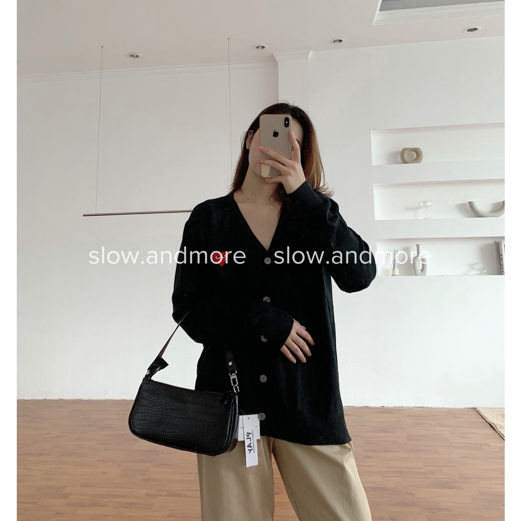 Áo khoác cardigan len PLAY x CDG thêu trái tim chất đẹp