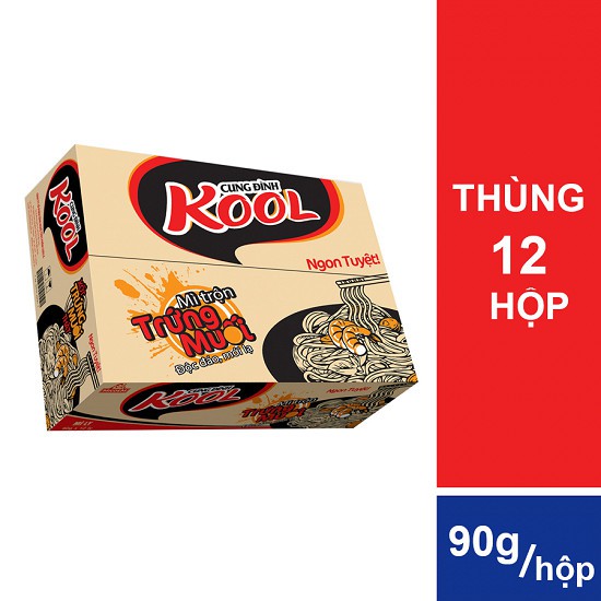 Thùng 12 hộp mì trộn trứng muối Cung Đình Kool 90g