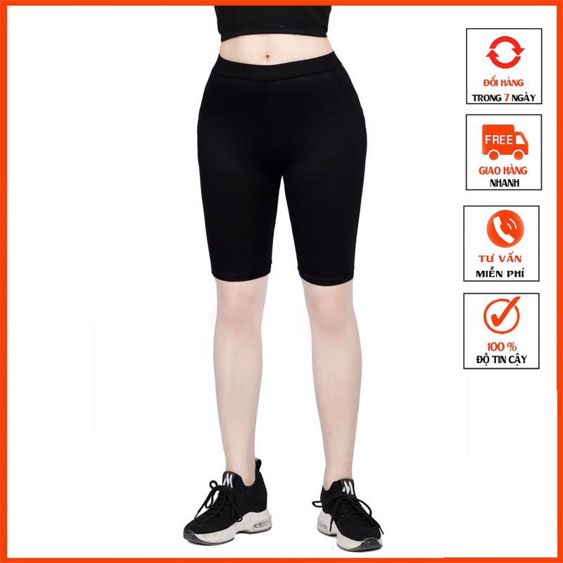 Quần đùi lửng, quần tập gym nữ chất cotton siêu co giãn mã 09xmtk