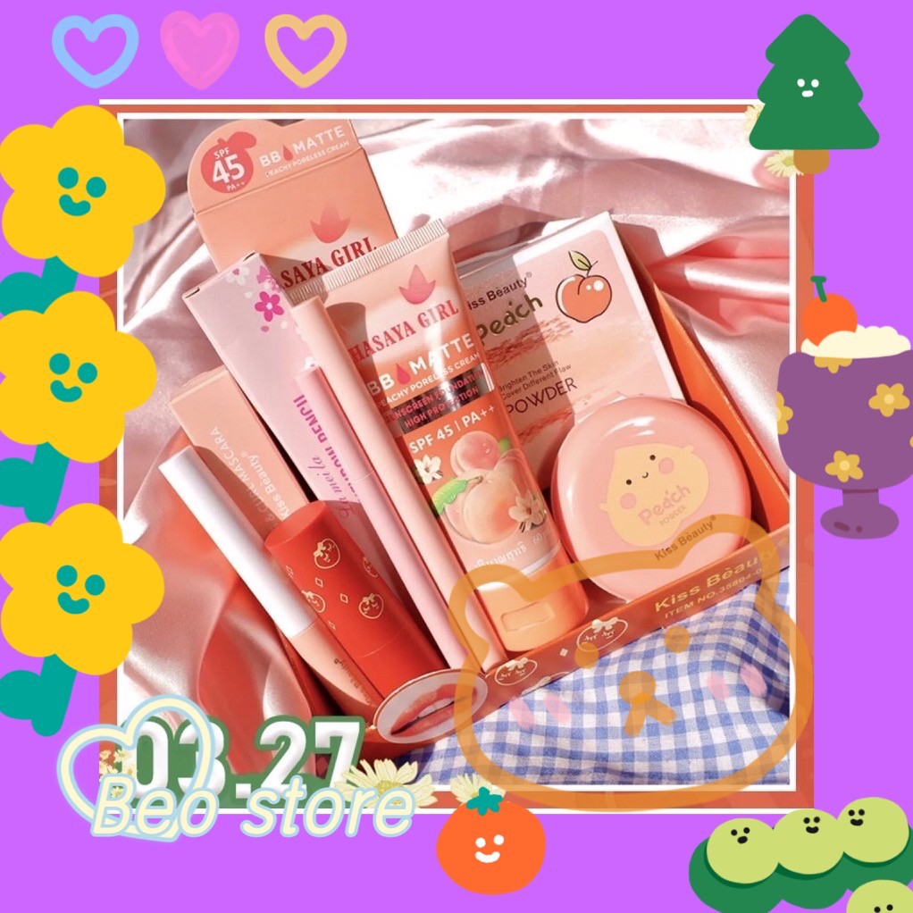 Set makeup 6 món ( Bao gồm: KemBB + phấn trang điểm+ chì kẻ màu + kẻ mắt + Mascara + son môi