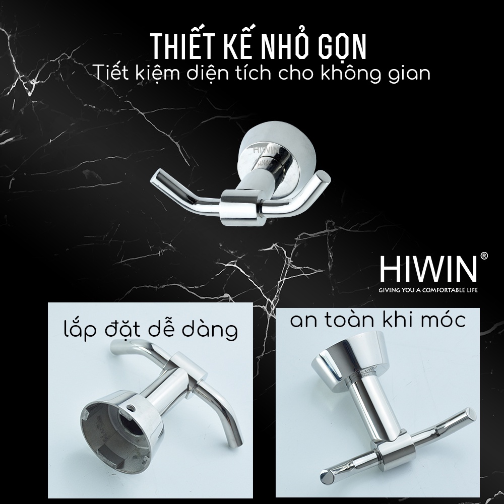 Móc treo quần áo đôi inox 304 mặt gương HIWIN Y-630