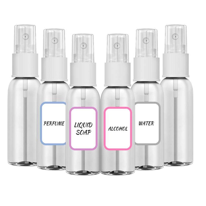 Set 6 Chai Rỗng Kèm 12 Thẻ 50ml Đựng Dung Dịch Mỹ Phẩm Tiện Dụng