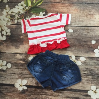 BỘ BÉ GÁI QUẦN JEANS RÁCH