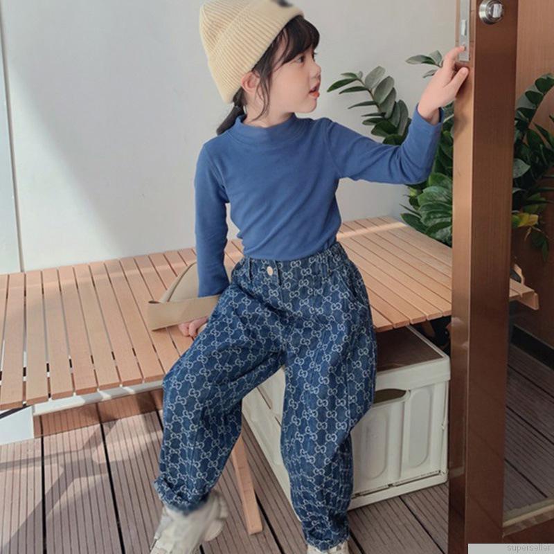 Quần jean dài co giãn đáng yêu hợp thời trang dành cho bé gái